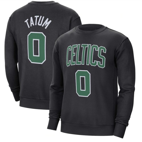 Men's Boston Celtics #0 Jayson Tatum Black Long Sleeve T-Shirt - Click Image to Close